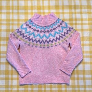 Crewcuts pink fair isle Sweater size XS 4-5